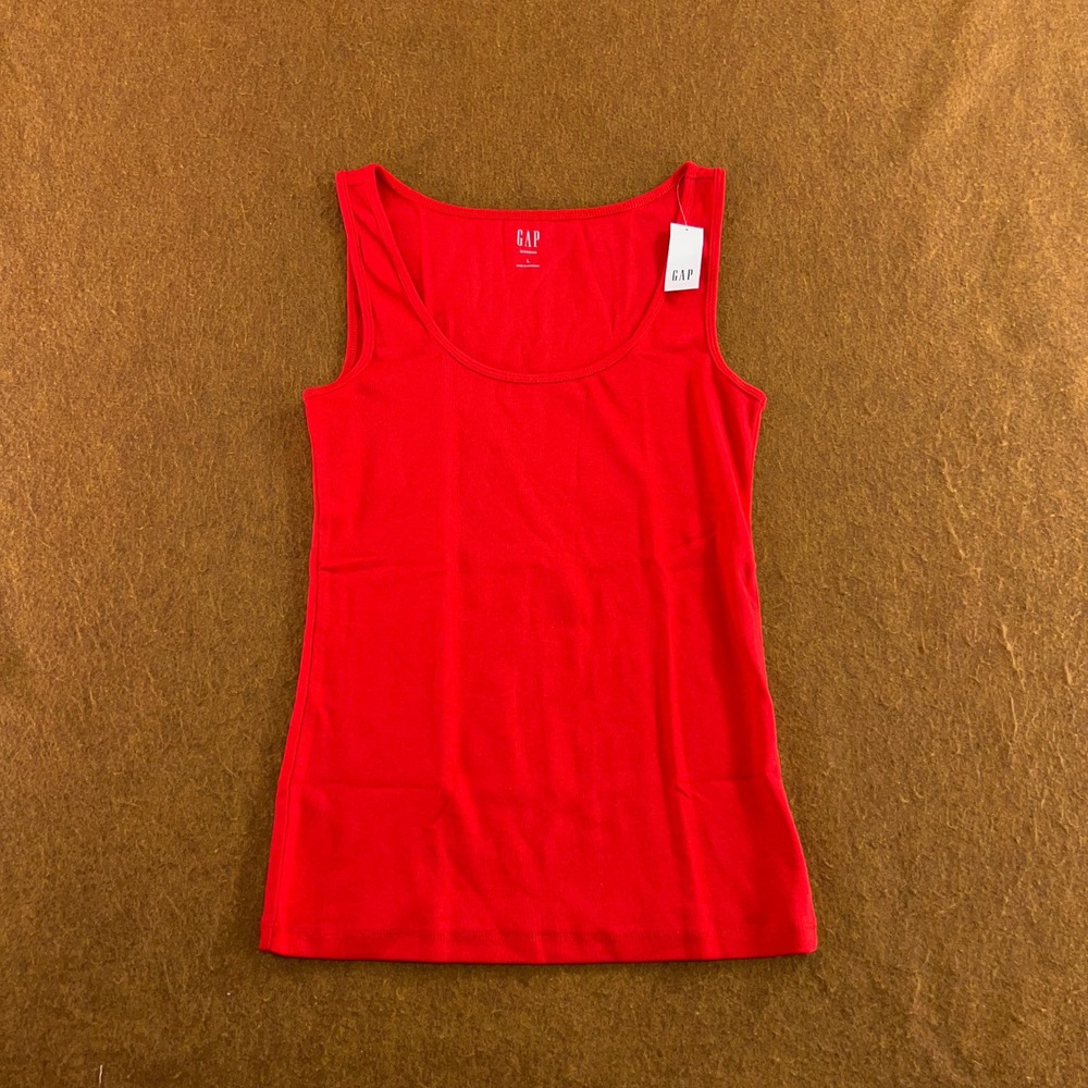 Gap Womens Large Red Modern Scoop Neck Cotton Modal Blend Tank Top NWT